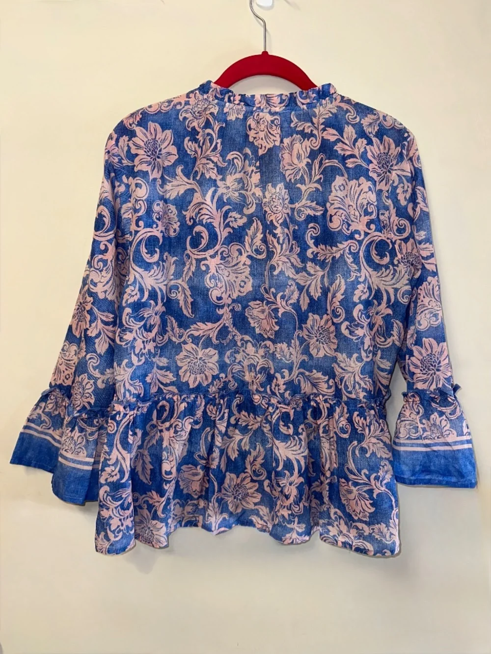 Johnny Was Workshop Florentina 2 Piece Set Blue Pink Floral Cotton Boho S/M